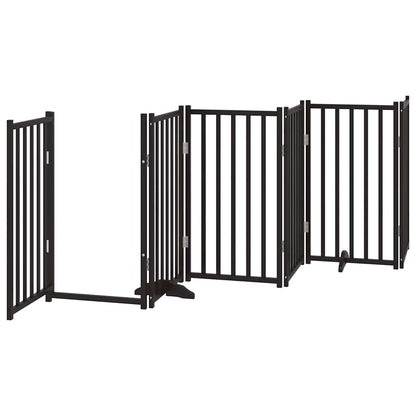 Dog Gate with Door Foldable 12 Panels Black 600 cm Poplar Wood