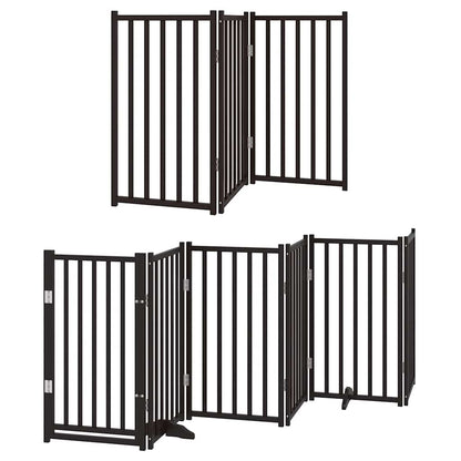 Dog Gate with Door Foldable 15 Panels Black 750 cm Poplar Wood