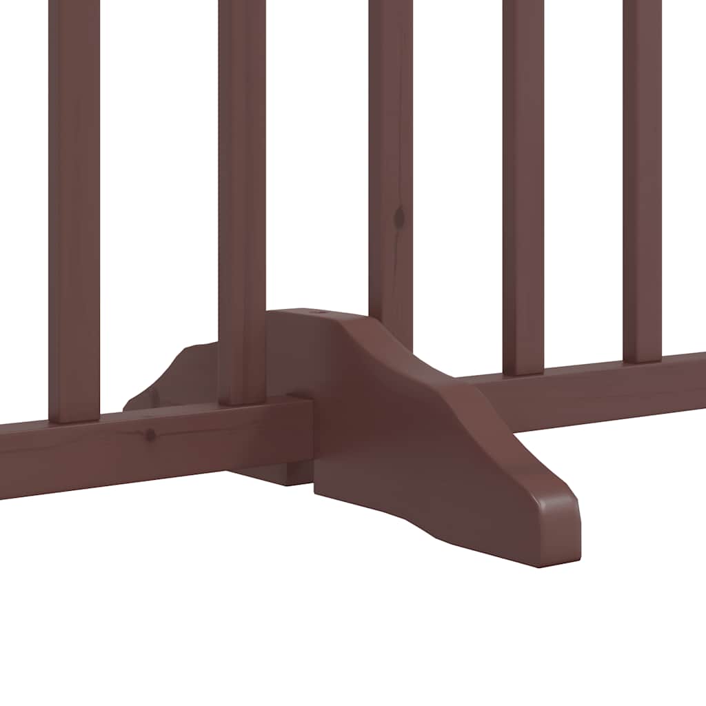 Dog Gate with Door Foldable 9 Panels Brown 450 cm Poplar Wood