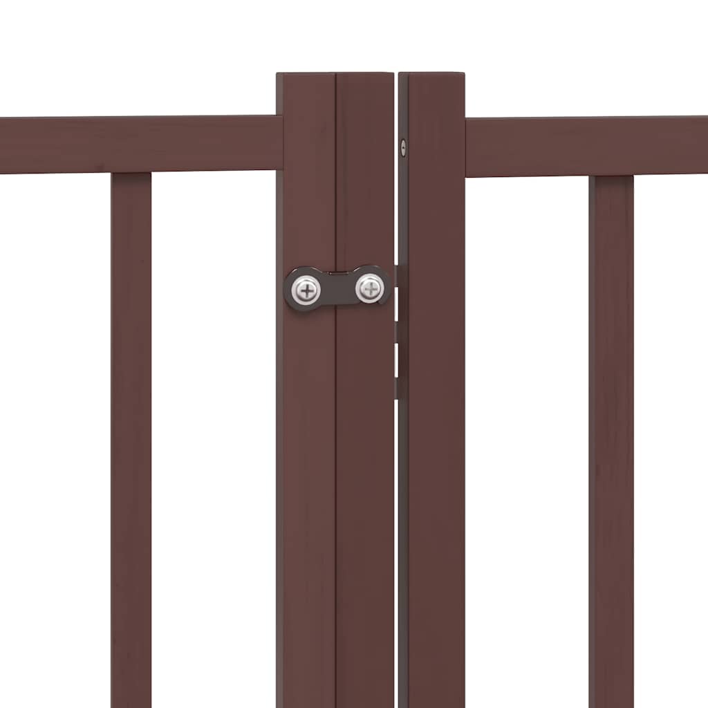 Dog Gate with Door Foldable 9 Panels Brown 450 cm Poplar Wood
