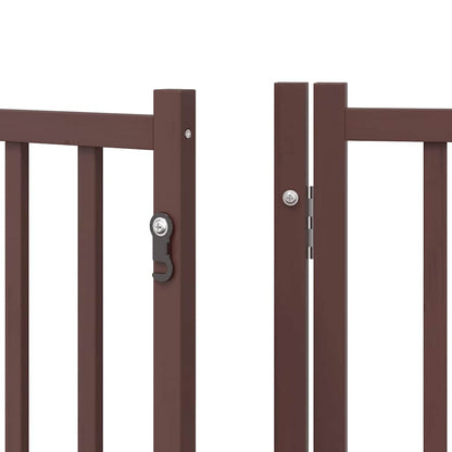 Dog Gate with Door Foldable 9 Panels Brown 450 cm Poplar Wood