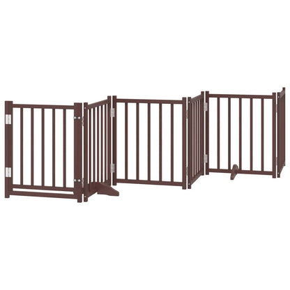 Dog Gate with Door Foldable 12 Panels Brown 600 cm Poplar Wood