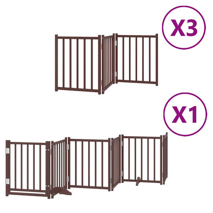 Dog Gate with Door Foldable 15 Panels Brown 750 cm Poplar Wood