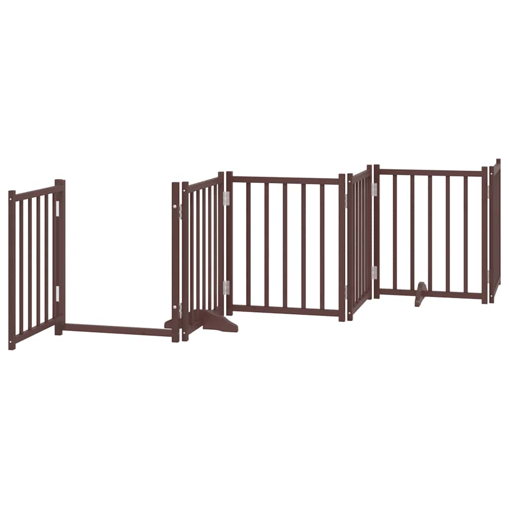 Dog Gate with Door Foldable 15 Panels Brown 750 cm Poplar Wood