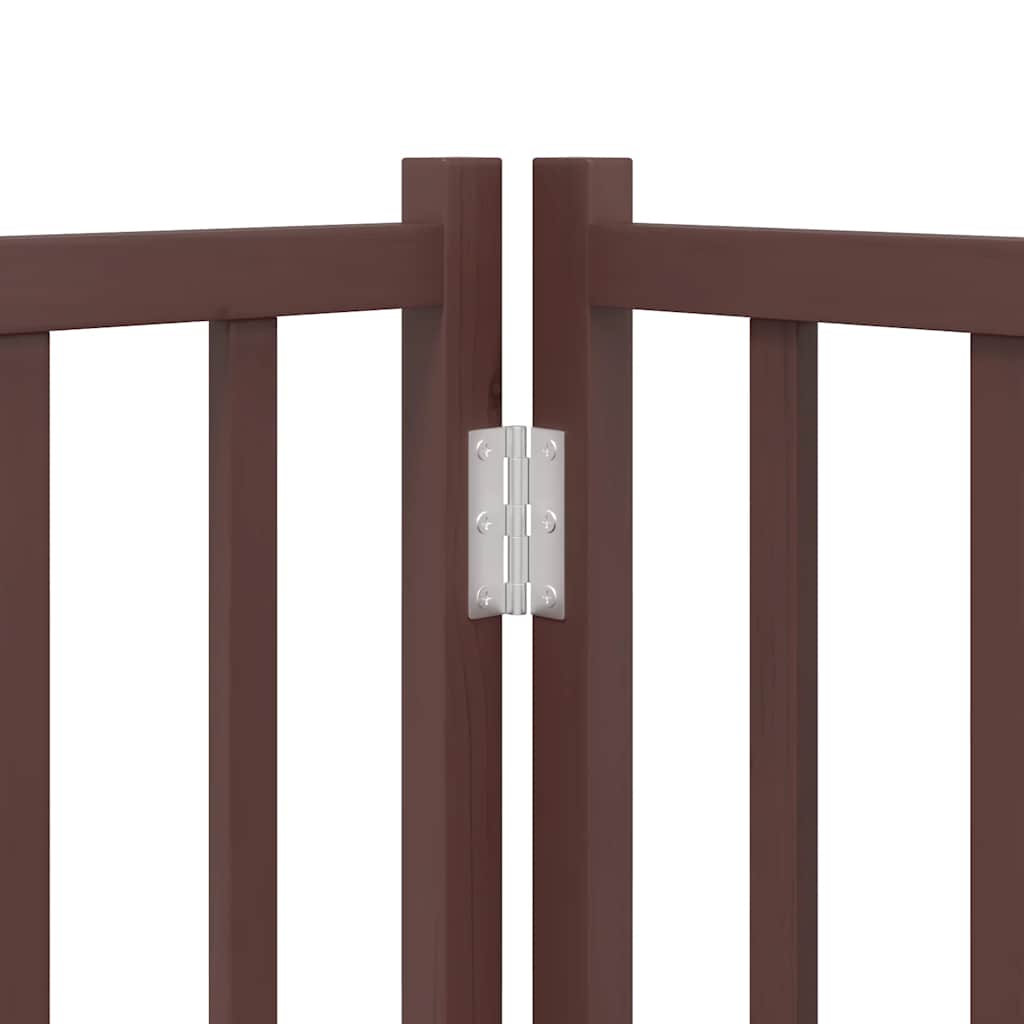 Dog Gate with Door Foldable 15 Panels Brown 750 cm Poplar Wood