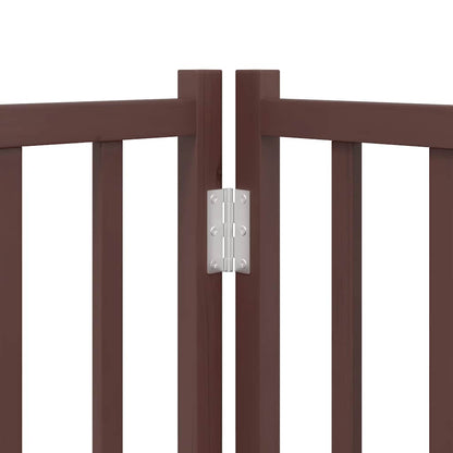 Dog Gate with Door Foldable 15 Panels Brown 750 cm Poplar Wood