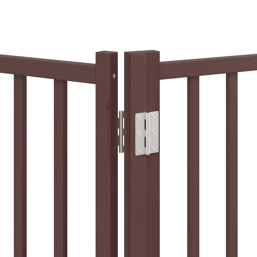 Dog Gate with Door Foldable 15 Panels Brown 750 cm Poplar Wood