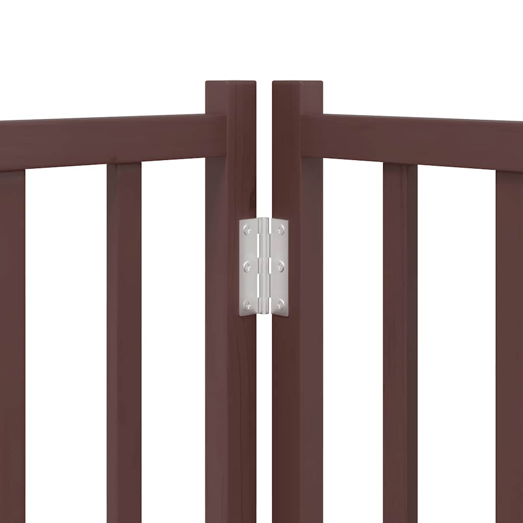 Dog Gate with Door Foldable 9 Panels Brown 450 cm Poplar Wood