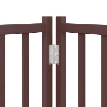 Dog Gate with Door Foldable 9 Panels Brown 450 cm Poplar Wood
