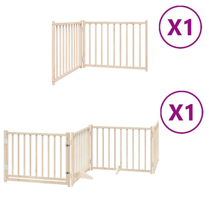 Dog Gate with Door Foldable 6 Panels 480 cm Poplar Wood
