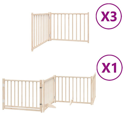 Dog Gate with Door Foldable 10 Panels 800 cm Poplar Wood