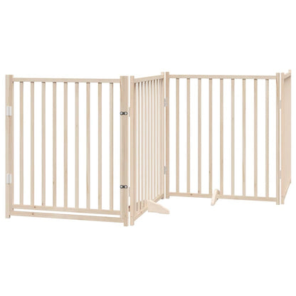 Dog Gate with Door Foldable 6 Panels 480 cm Poplar Wood