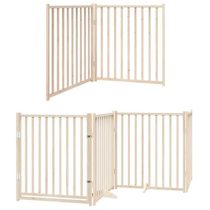Dog Gate with Door Foldable 10 Panels 800 cm Poplar Wood