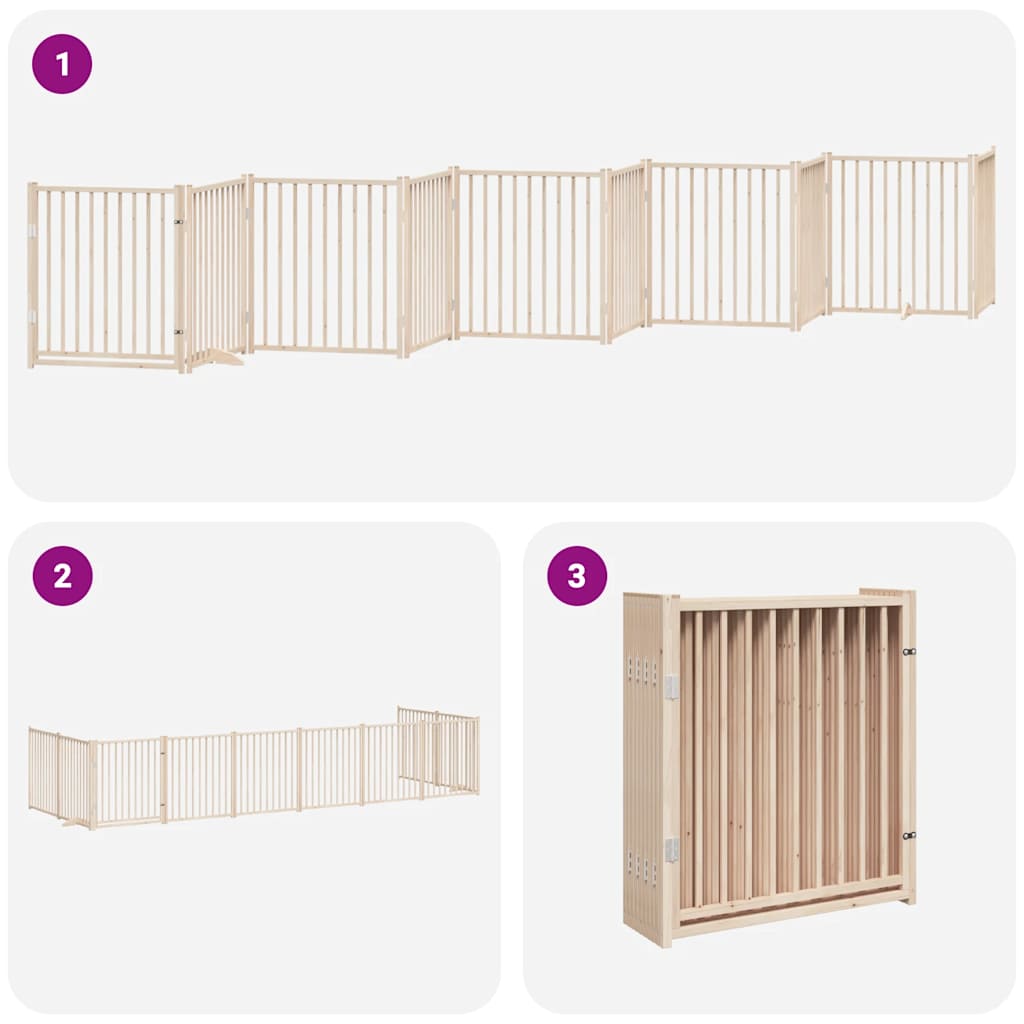 Dog Gate with Door Foldable 10 Panels 800 cm Poplar Wood