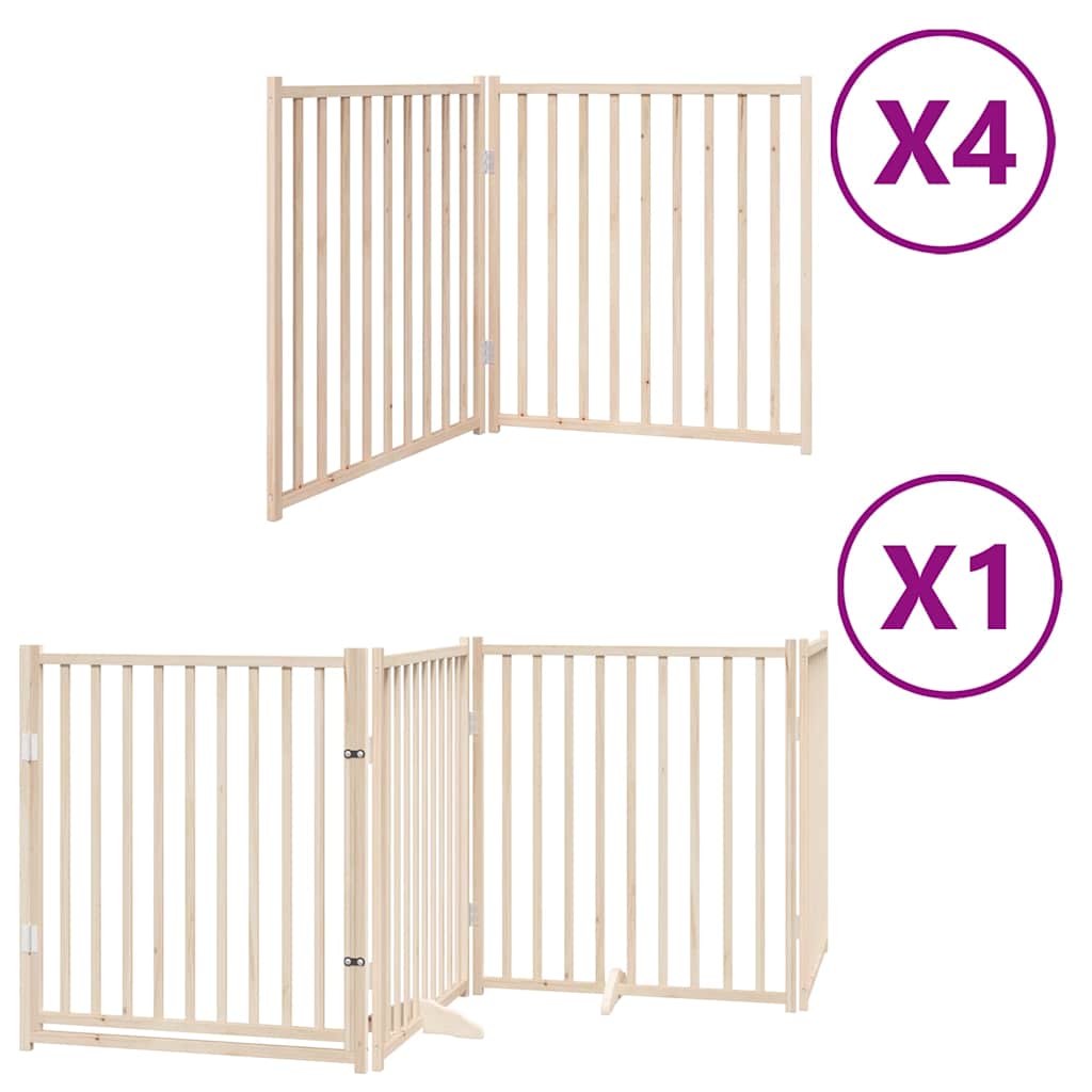 Dog Gate with Door Foldable 12 Panels 960 cm Poplar Wood
