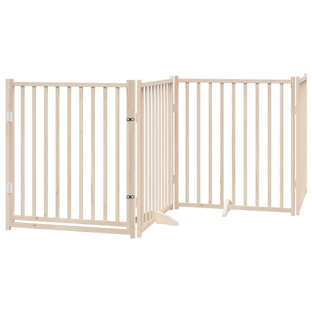 Dog Gate with Door Foldable 12 Panels 960 cm Poplar Wood