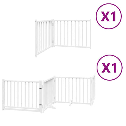 Dog Gate with Door Foldable 6 Panels White 480 cm Poplar Wood