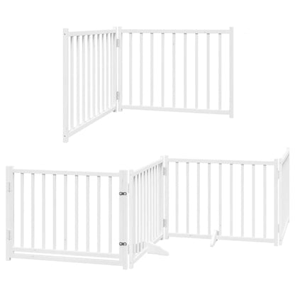 Dog Gate with Door Foldable 6 Panels White 480 cm Poplar Wood