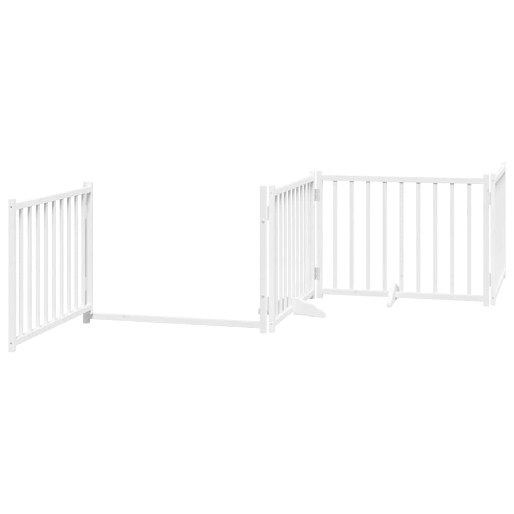Dog Gate with Door Foldable 6 Panels White 480 cm Poplar Wood