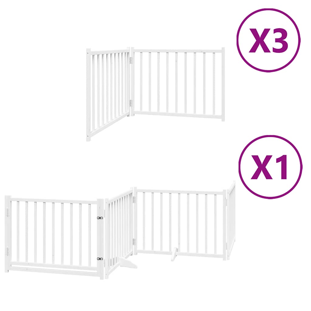 Dog Gate with Door Foldable 10 Panels White 800 cm Poplar Wood