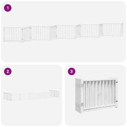 Dog Gate with Door Foldable 10 Panels White 800 cm Poplar Wood