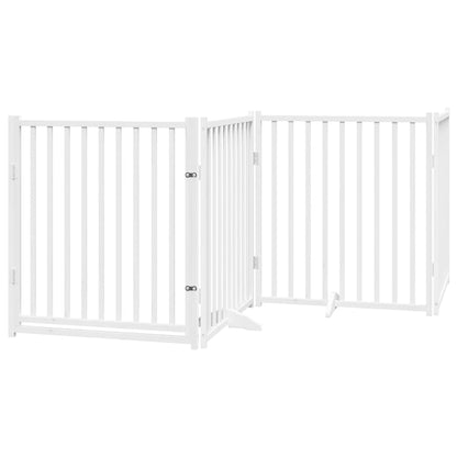 Dog Gate with Door Foldable 6 Panels White 480 cm Poplar Wood