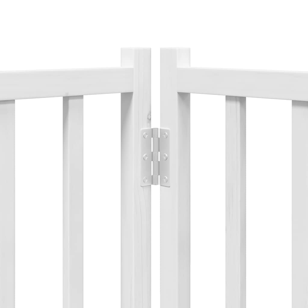 Dog Gate with Door Foldable 6 Panels White 480 cm Poplar Wood
