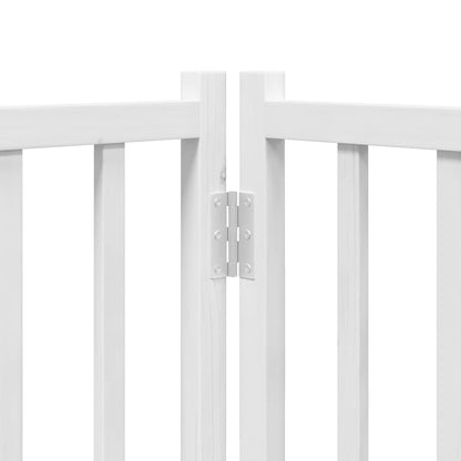 Dog Gate with Door Foldable 6 Panels White 480 cm Poplar Wood