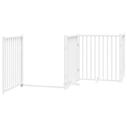 Dog Gate with Door Foldable 8 Panels White 640 cm Poplar Wood
