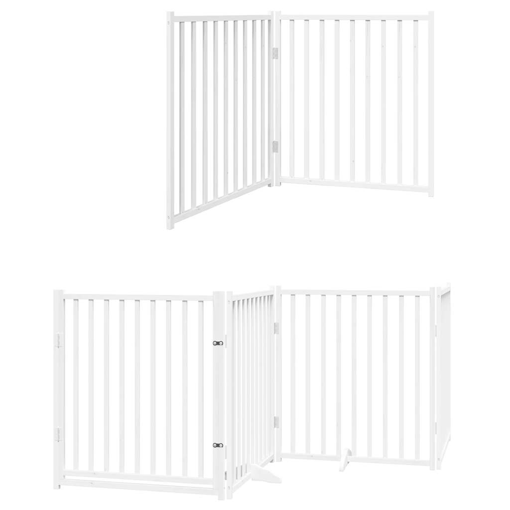 Dog Gate with Door Foldable 10 Panels White 800 cm Poplar Wood