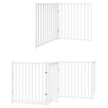 Dog Gate with Door Foldable 10 Panels White 800 cm Poplar Wood