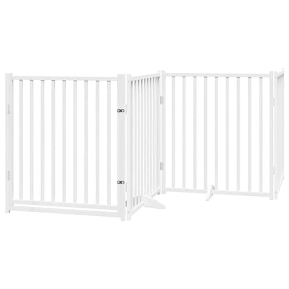 Dog Gate with Door Foldable 10 Panels White 800 cm Poplar Wood