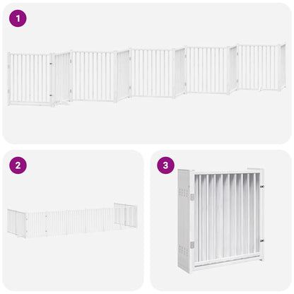 Dog Gate with Door Foldable 10 Panels White 800 cm Poplar Wood