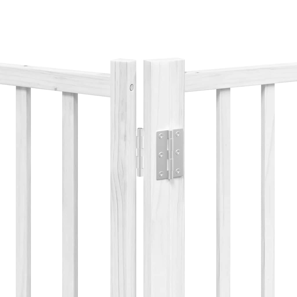 Dog Gate with Door Foldable 10 Panels White 800 cm Poplar Wood