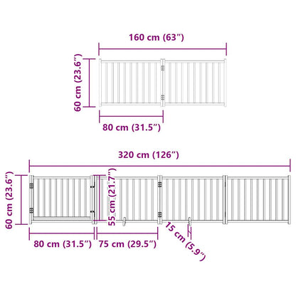Dog Gate with Door Foldable 8 Panels Black 640 cm Poplar Wood