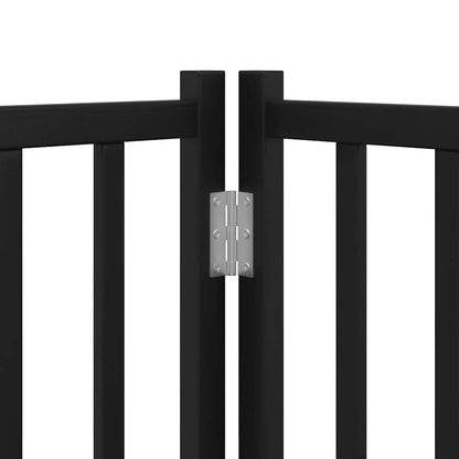 Dog Gate with Door Foldable 6 Panels Black 480 cm Poplar Wood