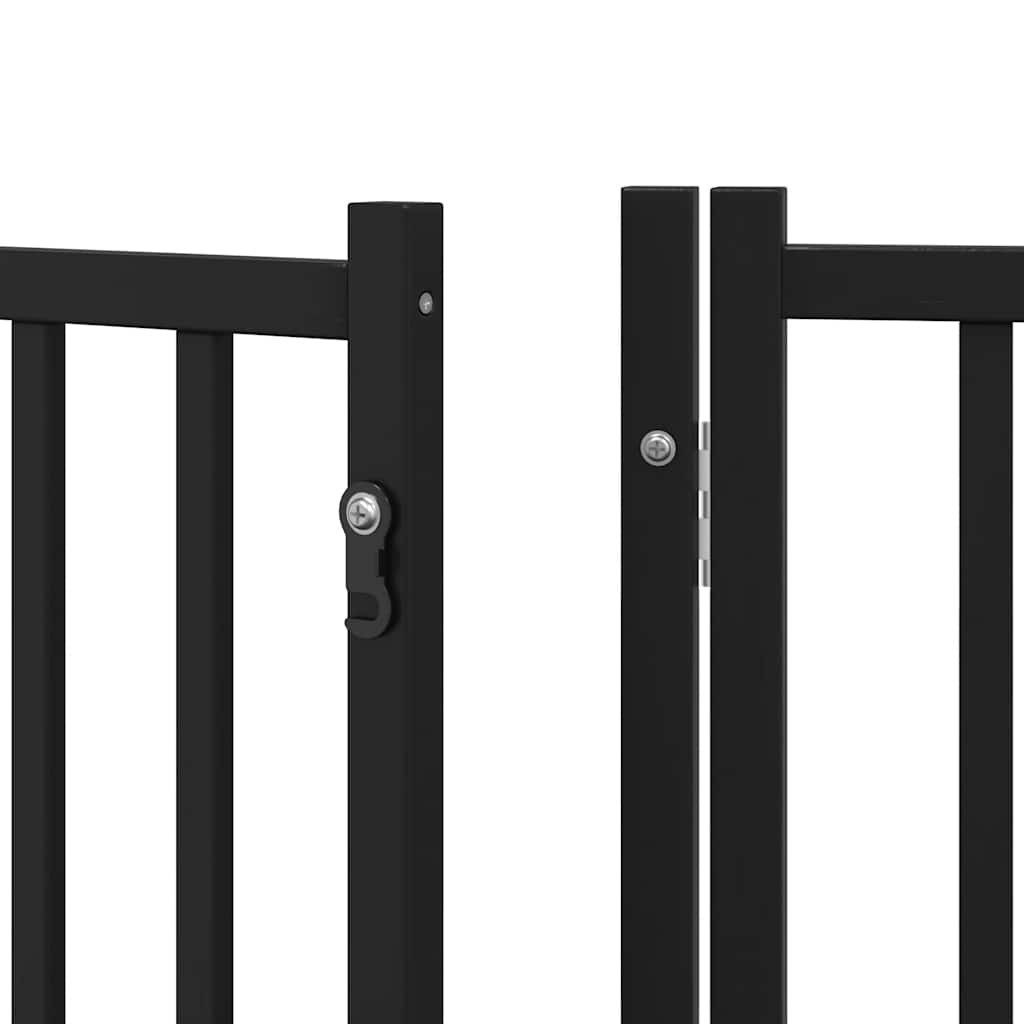 Dog Gate with Door Foldable 6 Panels Black 480 cm Poplar Wood