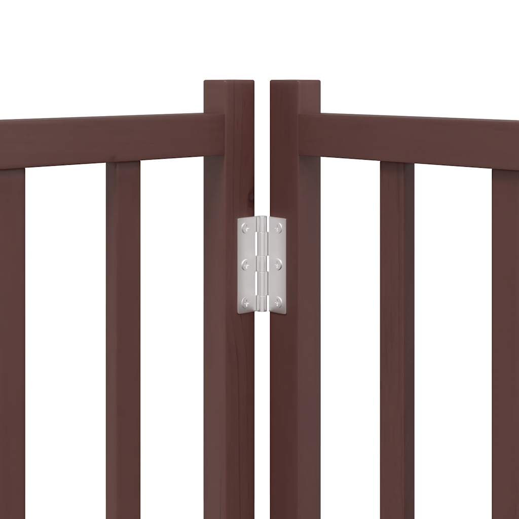 Dog Gate with Door Foldable 6 Panels Brown 480 cm Poplar Wood