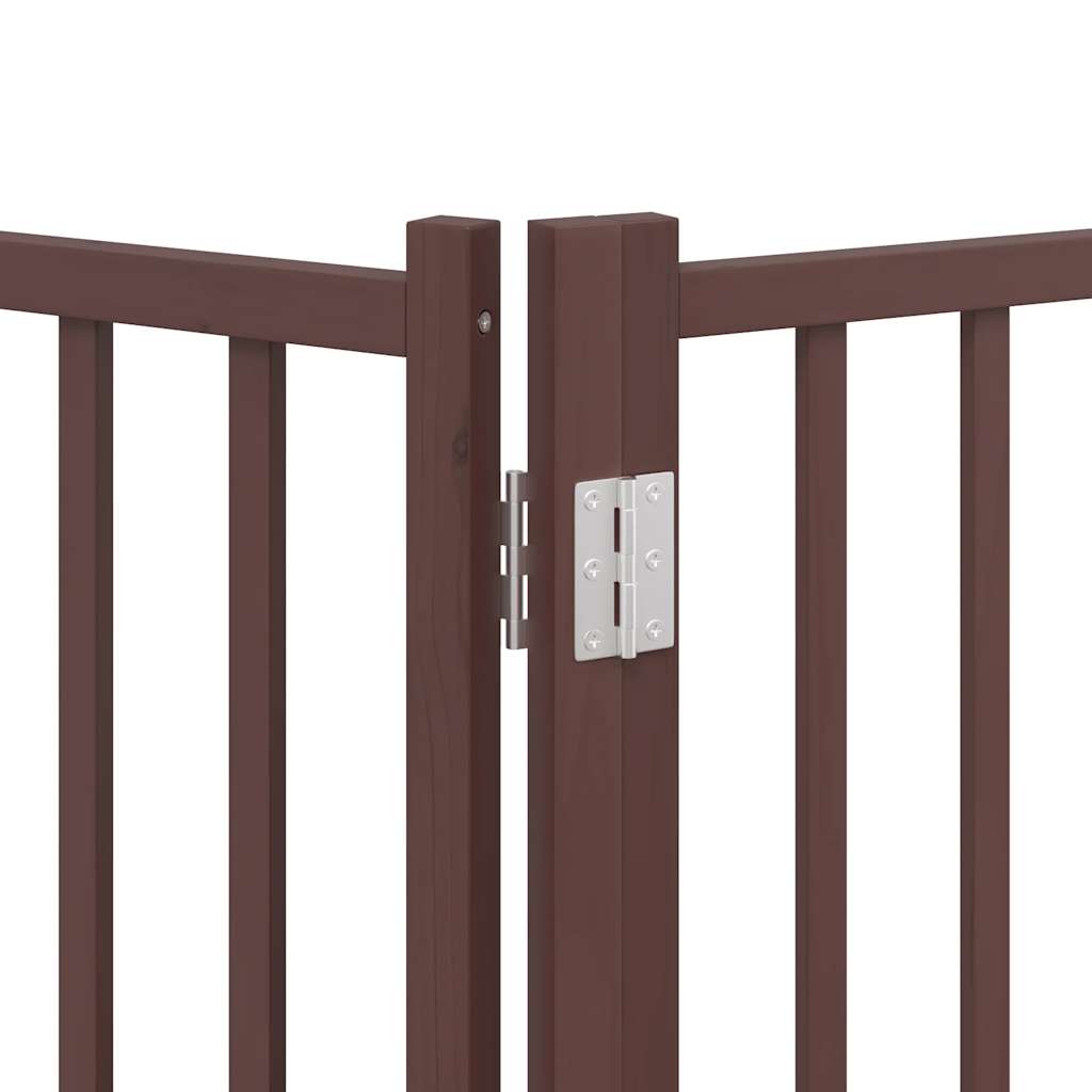 Dog Gate with Door Foldable 6 Panels Brown 480 cm Poplar Wood
