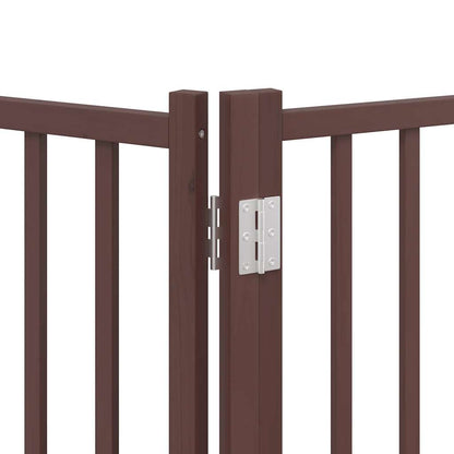 Dog Gate with Door Foldable 6 Panels Brown 480 cm Poplar Wood