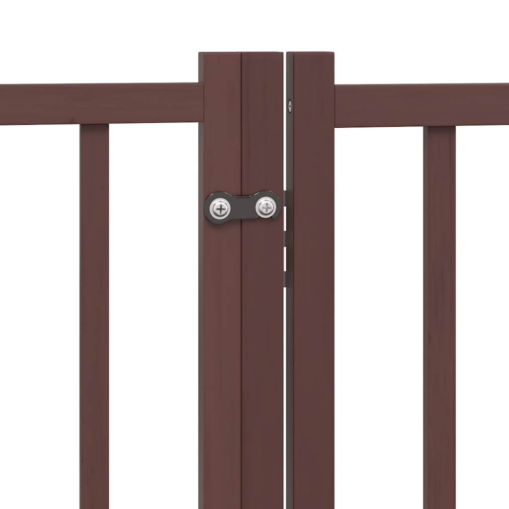Dog Gate with Door Foldable 12 Panels Brown 960 cm Poplar Wood