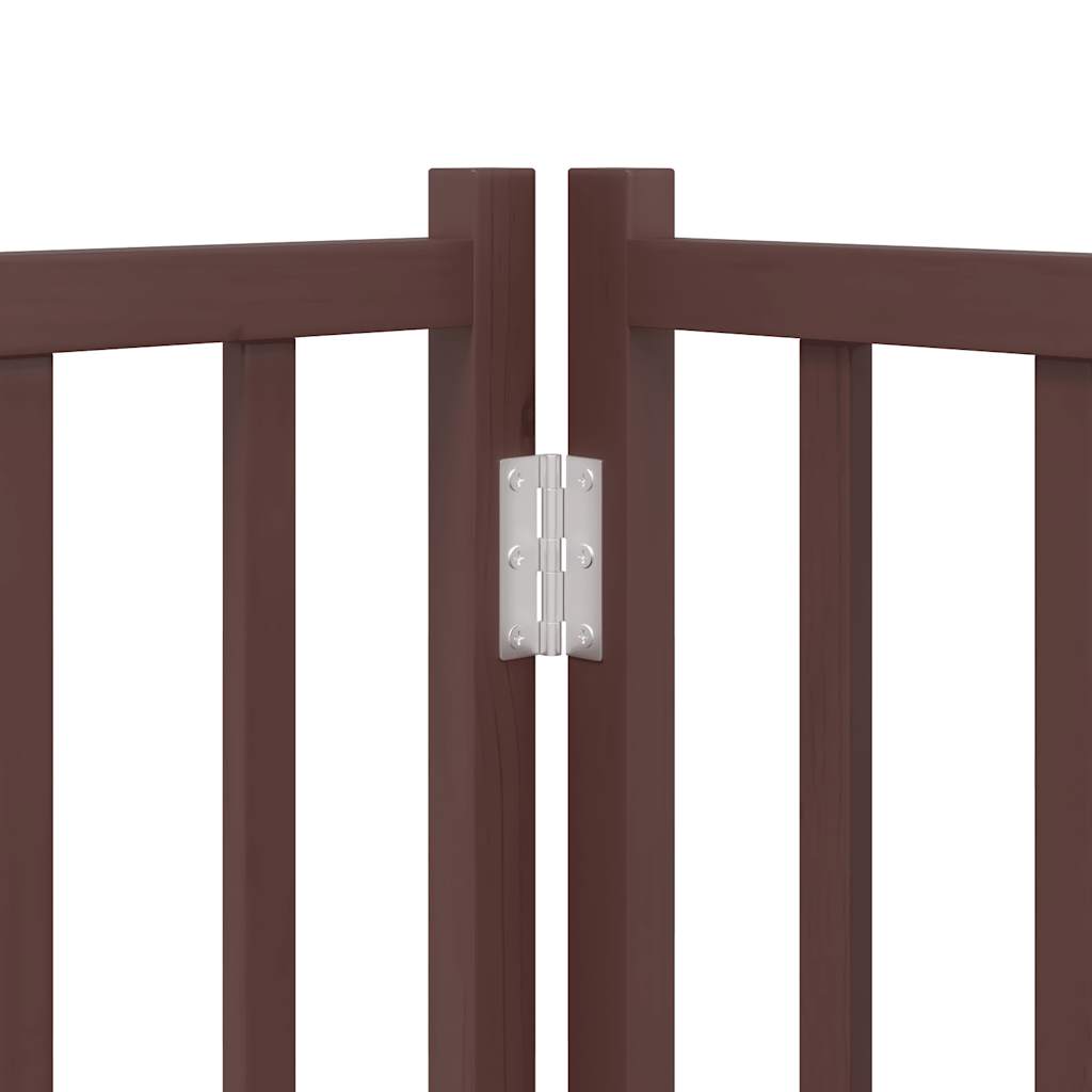Dog Gate with Door Foldable 12 Panels Brown 960 cm Poplar Wood