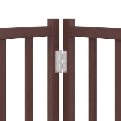 Dog Gate with Door Foldable 12 Panels Brown 960 cm Poplar Wood