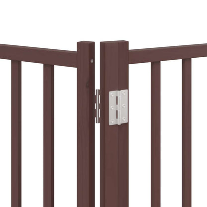 Dog Gate with Door Foldable 12 Panels Brown 960 cm Poplar Wood