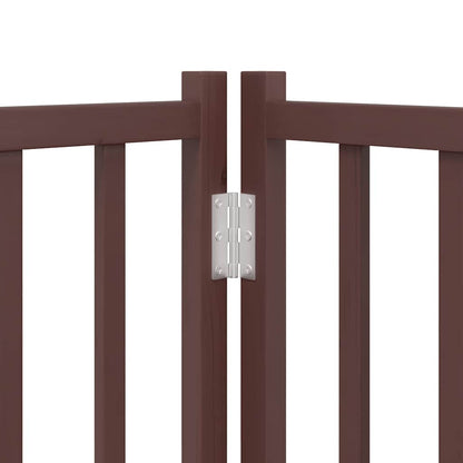 Dog Gate with Door Foldable 6 Panels Brown 480 cm Poplar Wood
