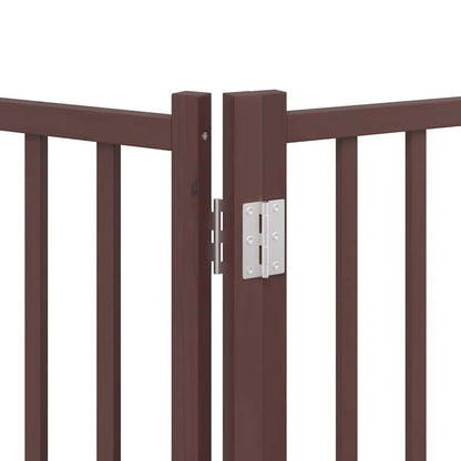Dog Gate with Door Foldable 6 Panels Brown 480 cm Poplar Wood