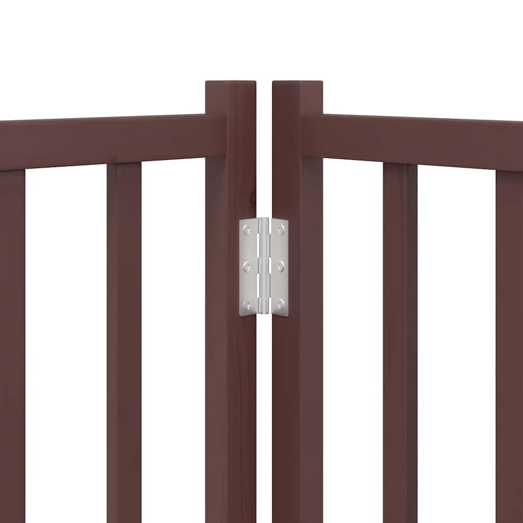 Dog Gate with Door Foldable 8 Panels Brown 640 cm Poplar Wood