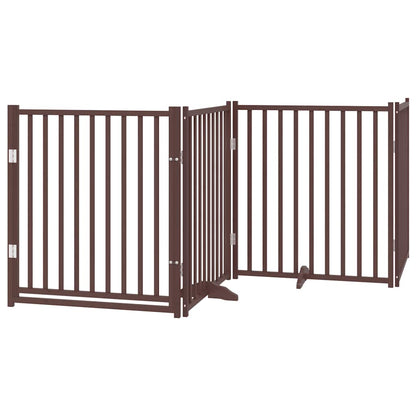 Dog Gate with Door Foldable 10 Panels Brown 800 cm Poplar Wood