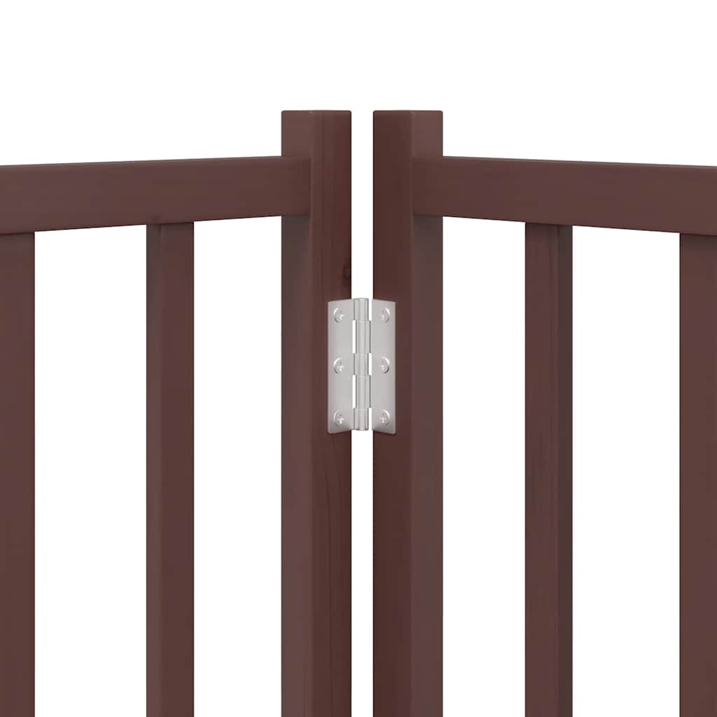 Dog Gate with Door Foldable 10 Panels Brown 800 cm Poplar Wood