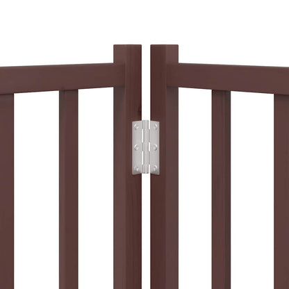 Dog Gate with Door Foldable 10 Panels Brown 800 cm Poplar Wood